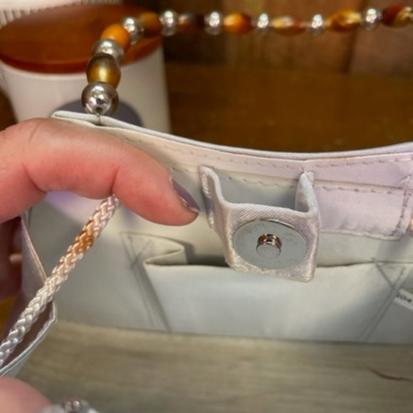 Grey Satin Evening Clutch - Picture 8 of 9